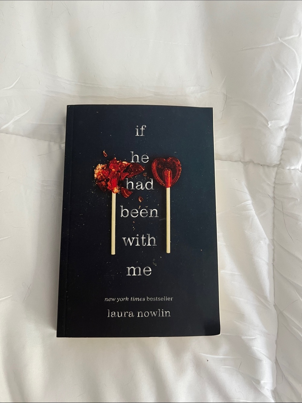 If He Had Been With Me by Laura Nowlin - Black Cover with Red Lollipops